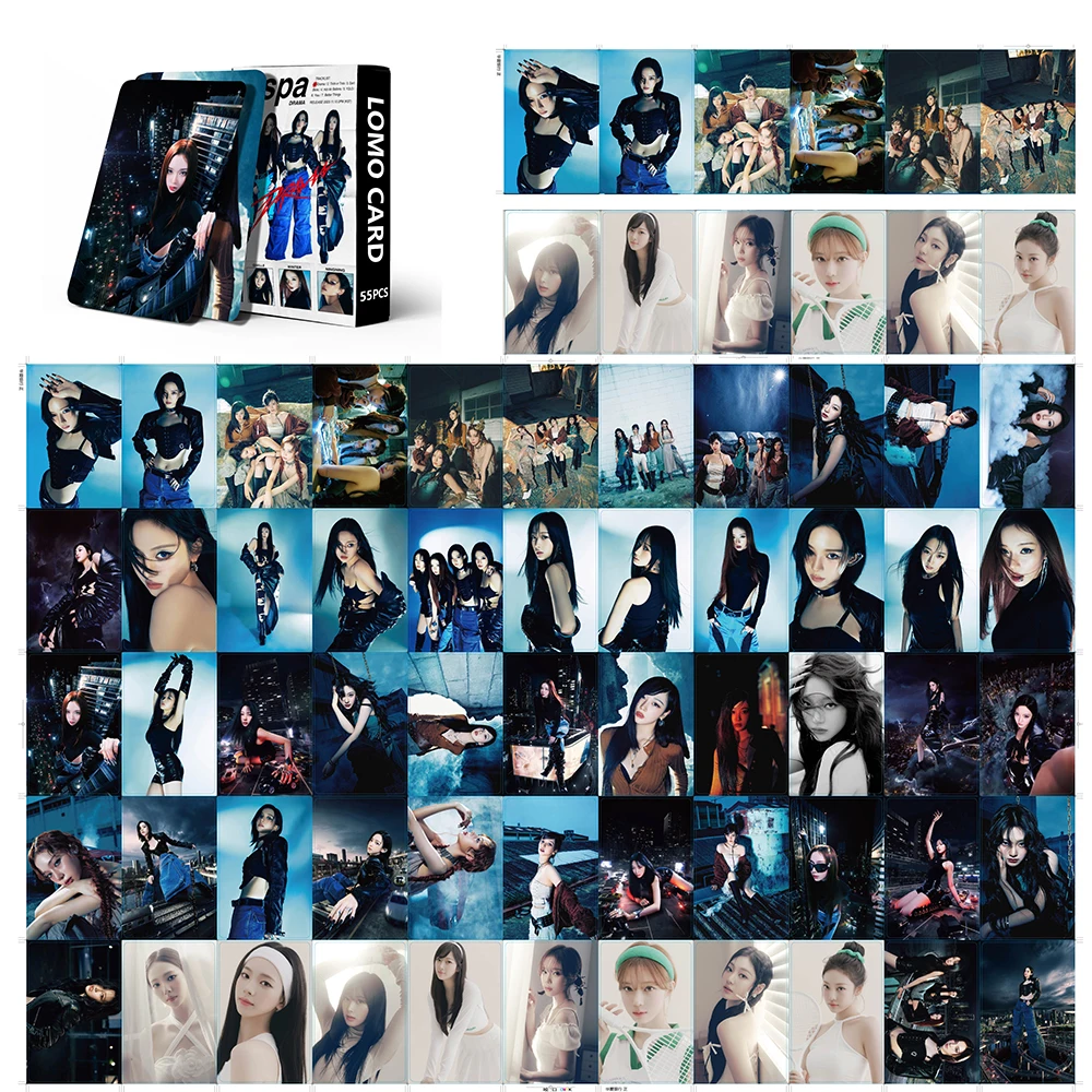 55 pçs/set Kpop Aespa Photocards Lomo Cards Novo Álbum Bem-vindo Ao Meu Mundo Photocard Moda Coreana Bonito Fãs Presente 55pcs/set Kpop Aespa Photocards Lomo Cards New Album Welcome To My World Photocard Korean Fashion