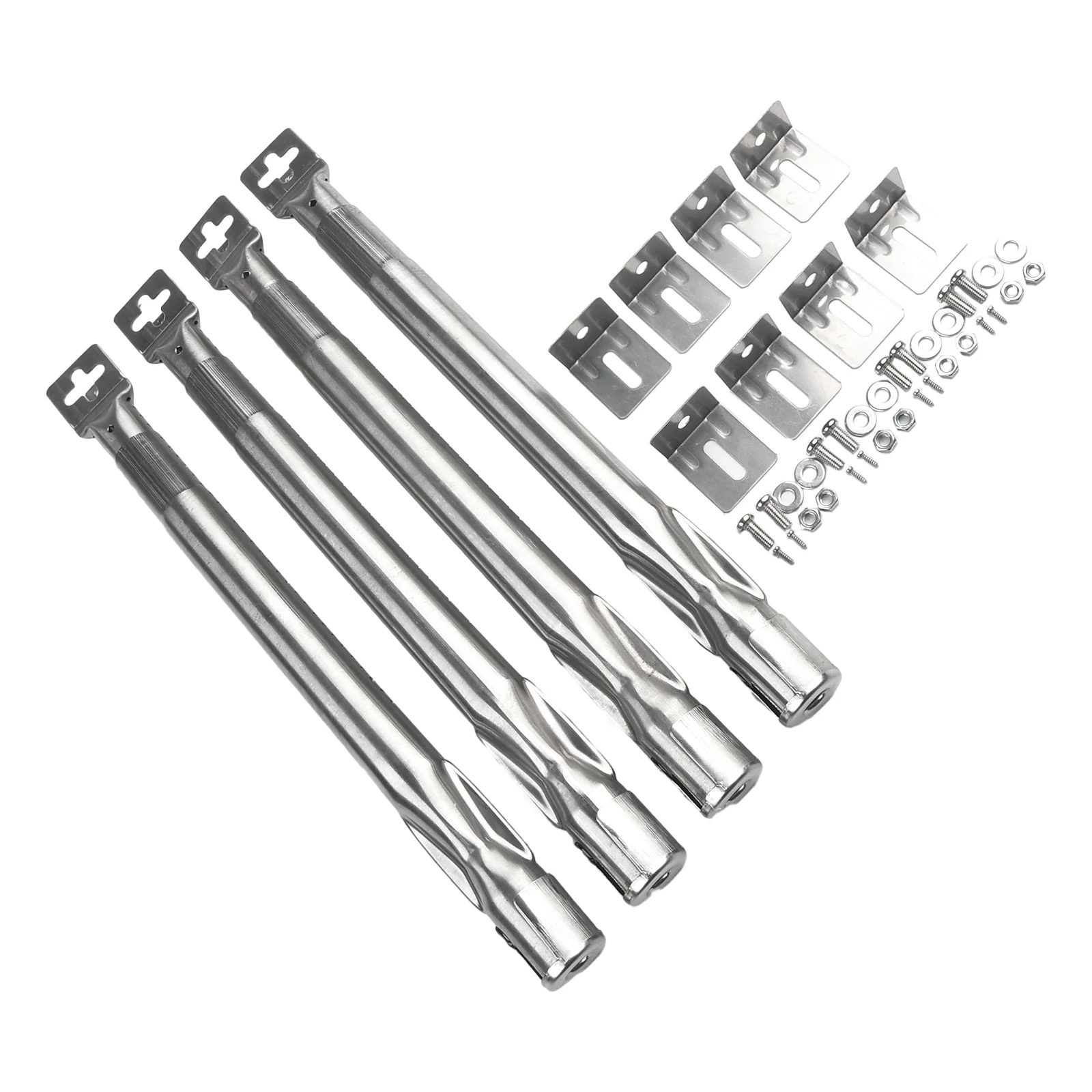 

Adjustable Length Stainless Steel Burner Set for Gas Grill 4 Pcs Universal Fit Smooth Heat Distribution 11mm Hole Easy to Use