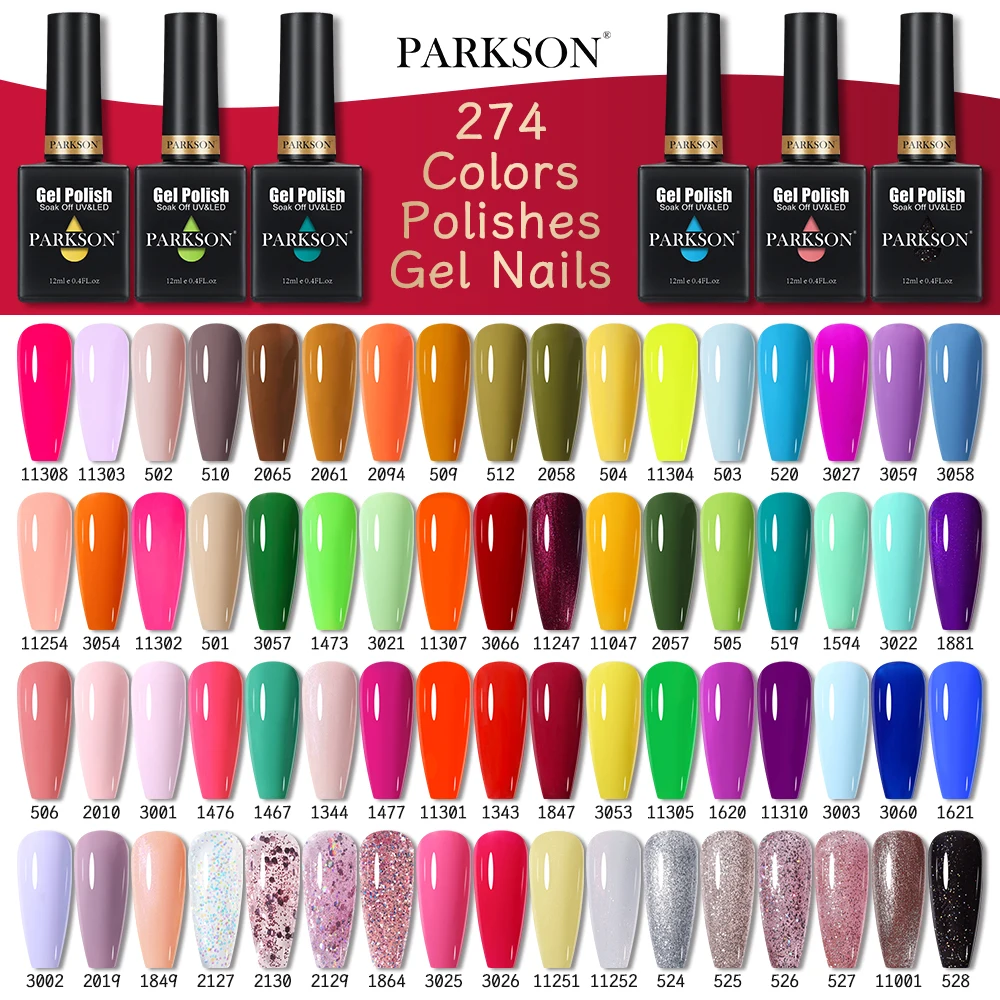 

Parkson 12ml UV Gel Nail Polishes Pink Wine Red Colour Semi Permanent Nails Art Gel Soak Off LED Base Top Coat Lakiery Hybrydowe