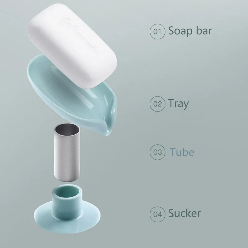 Leaf Shape soap holder Drain Soap Box Holder Bathroom Shower sponge Storage Tray Creative Sucker Bathroom Storage