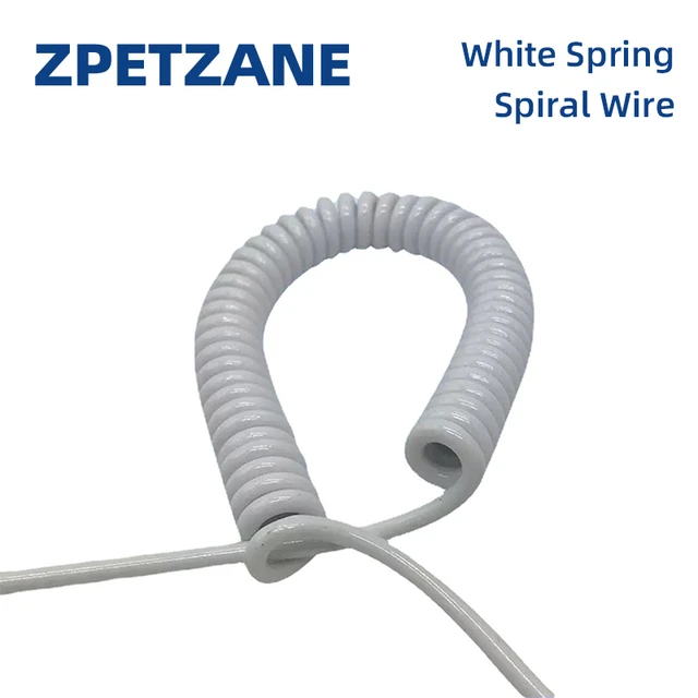 White Spring Cable Electrical Wire Copper Core 2x0.75m2 3x2.5m2 Telescopic  PU Spiral Power Cord Scalable