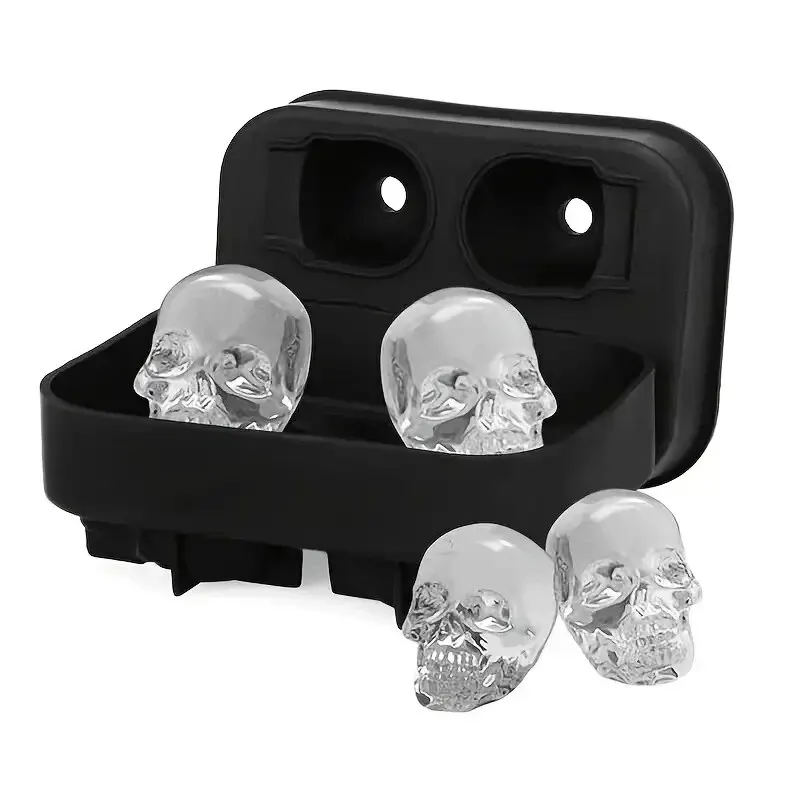 Ice Mold Silicone 3D Ball Skull Diamond-Shaped Reusable Ice Cube Mold Trays For Whiskey Party Supplies