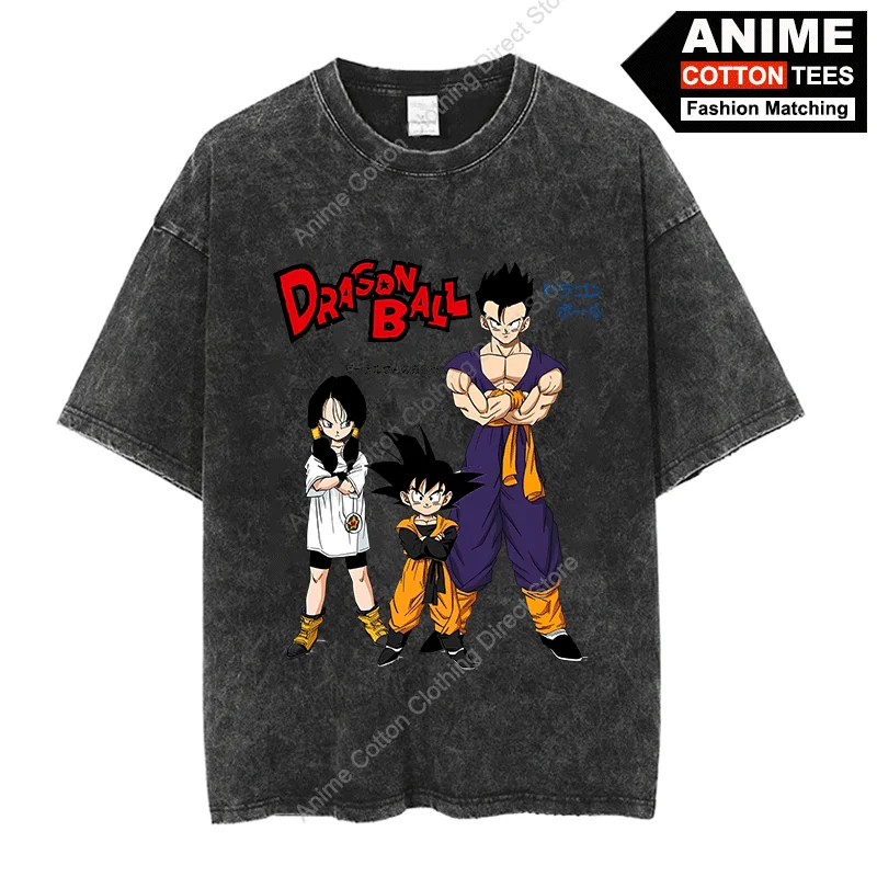 

Goku Videl Son Gohan T-shirt Anime Manga Dragon Ball Print T Shirt Y2k Harajuku Casual Unisex Streetwear Tops Cotton Loose Tees