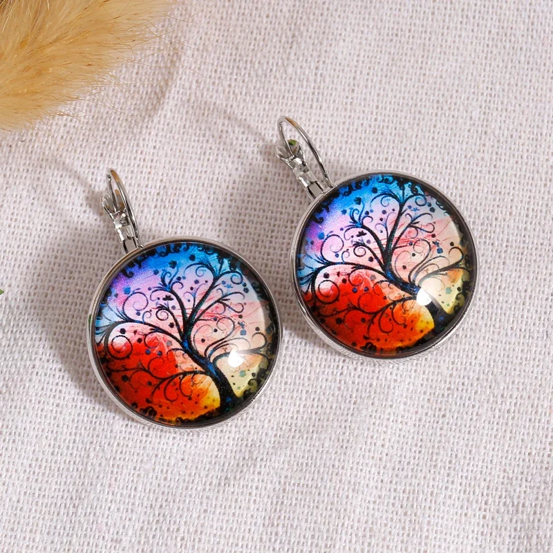 

Boho Flower Drop Earrings For Women Vintage Jewelry Geometric Pattern Round Earings Women's Earrings Bohemia