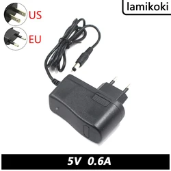 Universal AC to DC Power Adapter, 5V 0.6A, 5.5mm Connector - US