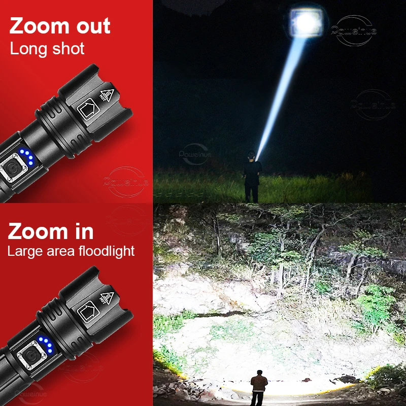 8800000LM lampe de poche LED la plus puissante 3000 Watts lampe torche  Rechargeable USB 5500 mètres lampe de poche haute puissance lanterne  tactique