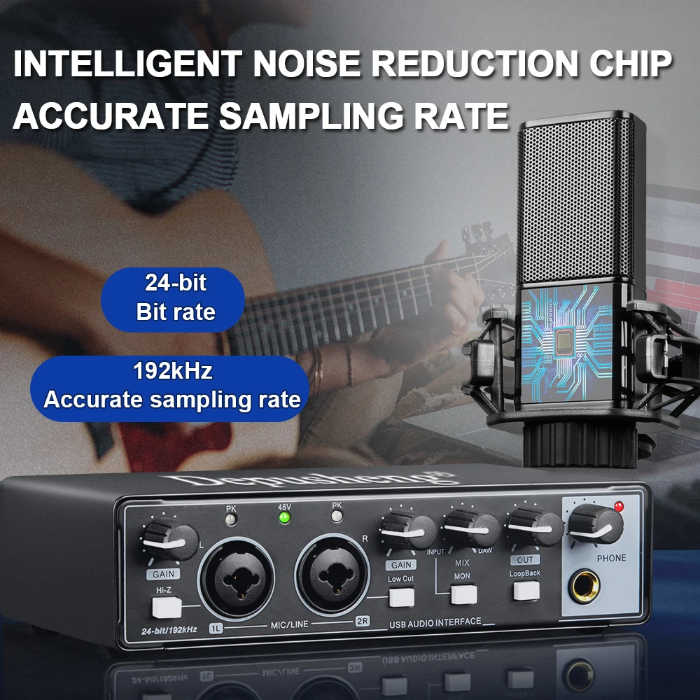 بطاقة صوت DEPUSHENG MD22 واجهة تسجيل احترافية