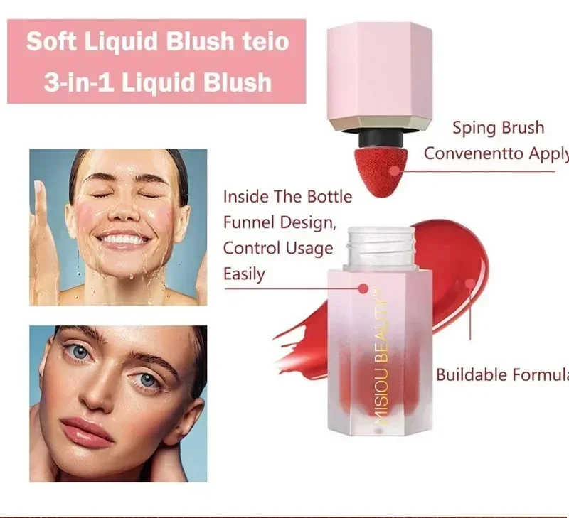Liquid Blush Waterproof Multi-purpose Facial Nourishing Blush Stick Cheek Natural Blusher Cute Korean Makeup for Women