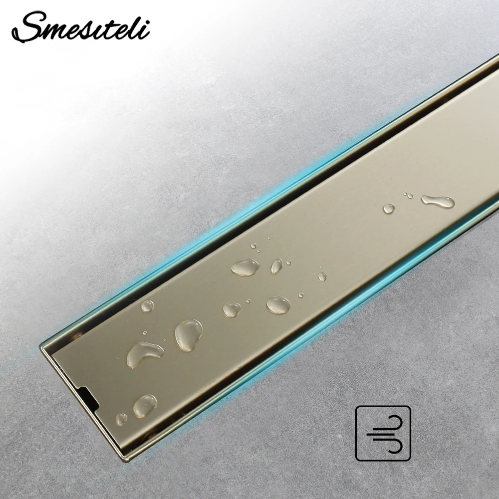 Floor Drain Linear Shower Drain Stainless Steel Tile Insert 60-90CM Deodorize Rustproof Bathroom Accessories Floor Drain