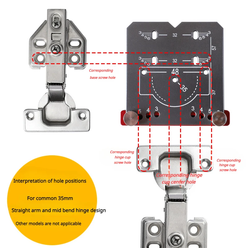35mm Multi-Function Hinge Punching Locator Aluminum Alloy Hinge Boring Jig with Scale Woodworking Drilling Positioning Plate