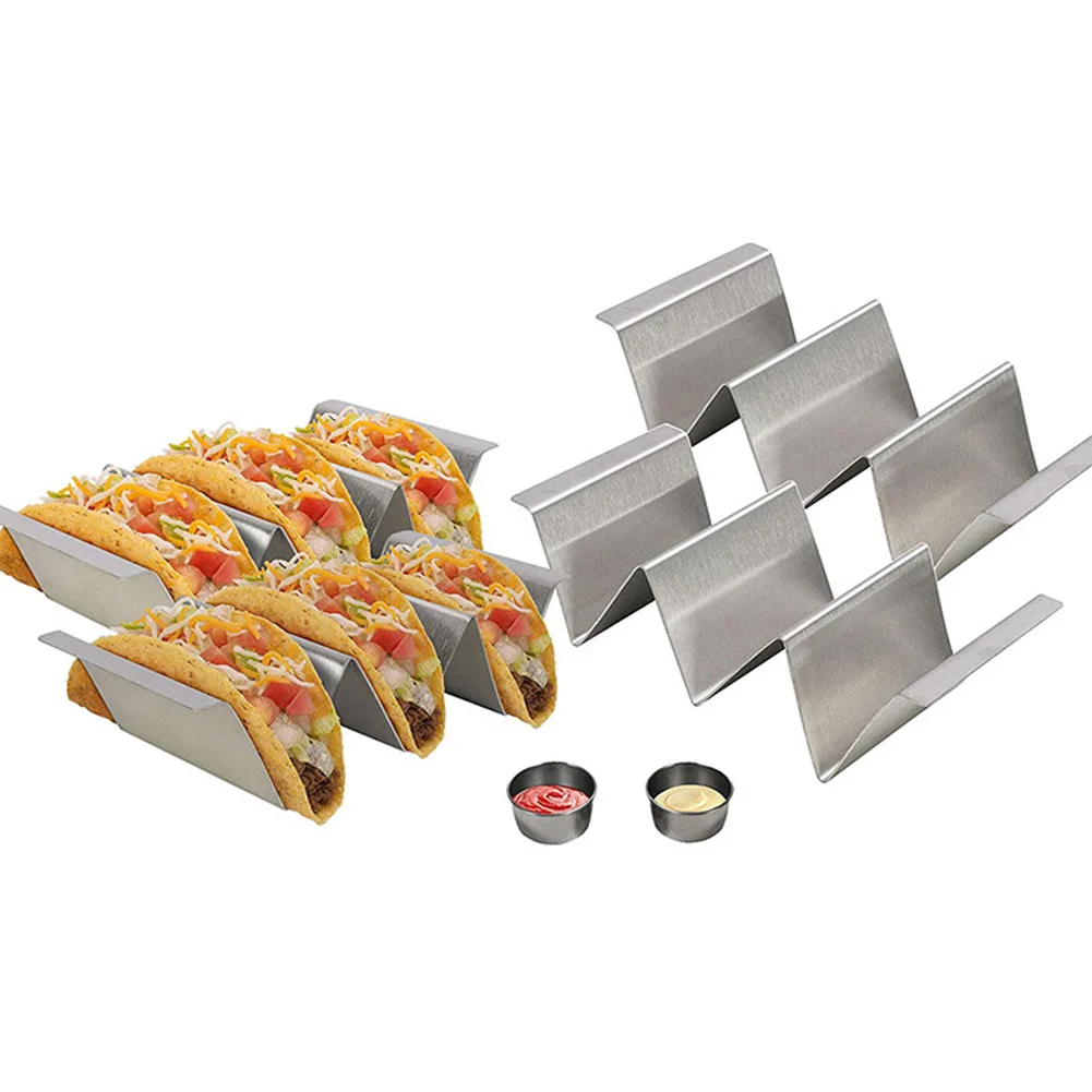 3 Grids Stainless Steel Taco Shell Holder Kitchen Plate Mexican Pancake Stand