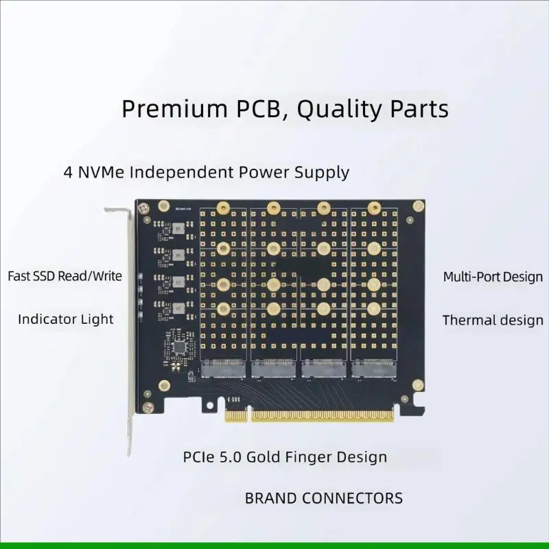 U55C 4슬롯 M.2 스토리지 확장 PCIe 확장 카드(안전 활동 표시기 포함)