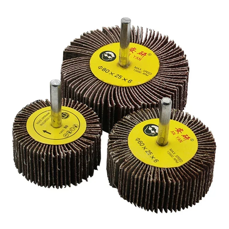 

10Pcs 40/50/60mm Flap Wheel Sanding Disc With 6mm Mandrel Metal Grinding Buffing Sandpaper Mini Drill Rotary Tool Accessories