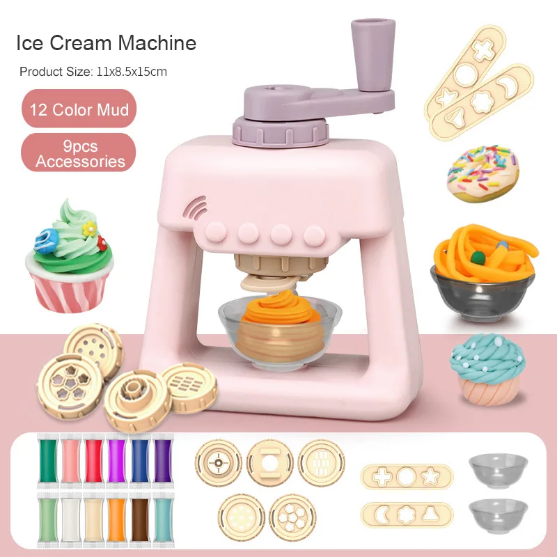 DIY Noodle Machine Pretend Play House Toy Simulation Kitchen Color Mud Ice  Cream Machine Set Model Educational Toys for Kids - AliExpress