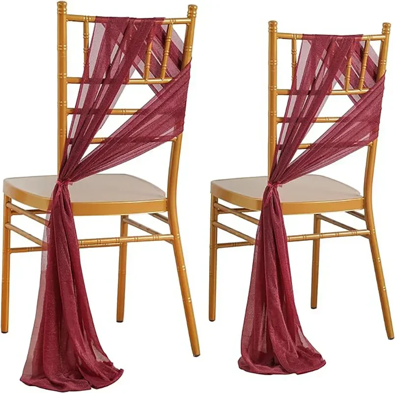 10/50Pcs 17x250cm Shiny Chiffon Chair Sashes Set Sash Gauze Wedding Chair Covers Ribbon Wedding Party Aisle Chair Decoration 2