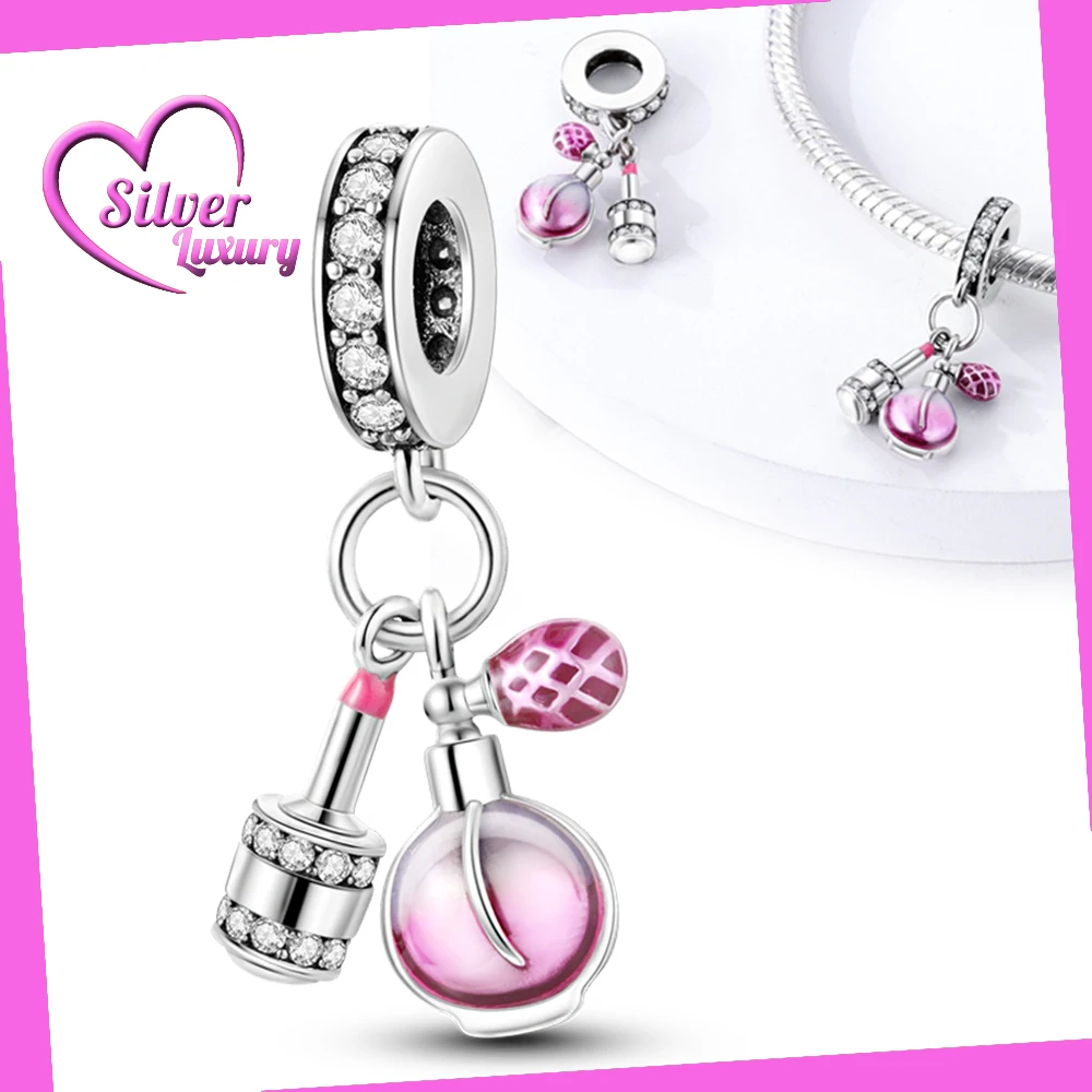 

925 Sterling Silver Charming perfume lipstick pendant Fit Pandora Charms Silver 925 Original Bracelet for Jewelry Making