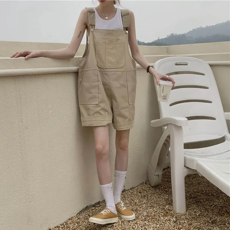 

Solid Jumpsuits Women Summer Overalls Thin Loose High Waist Oversized Playsuits Casual One Piece Outfit Women Wide Leg Shorts