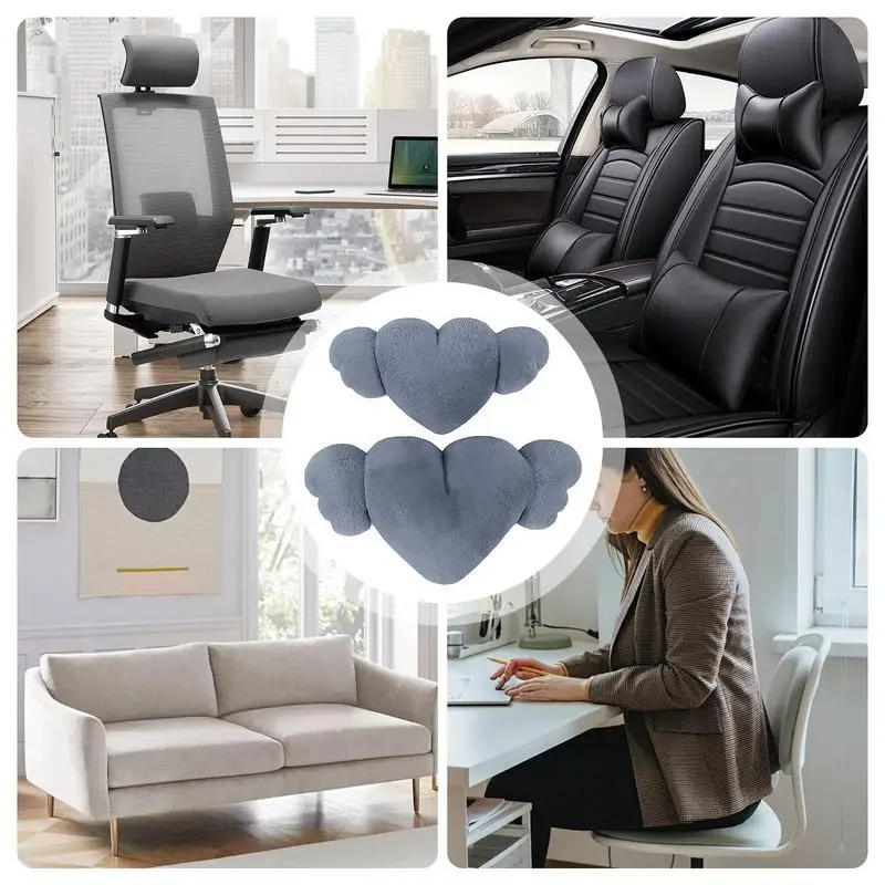 General Heart Angel Wings Pillow 2X Car Headrest Pillow With Wings Cozy Cute Car Pillow Headrest For Driving Home 4