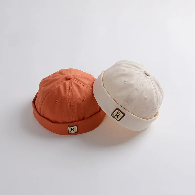Kids Melon Skull Beanie - Solid Color Brimless Hat for Boys  Girls