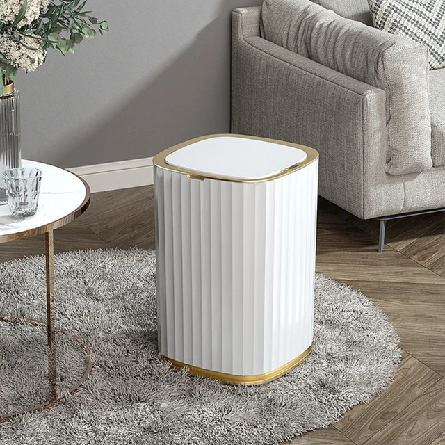 Stainless Steel Trash Can Luxury Living Room Creative Press Waterproof Large  Trash Can Kitchen Storage Cubo Basura Home Products - Waste Bins -  AliExpress