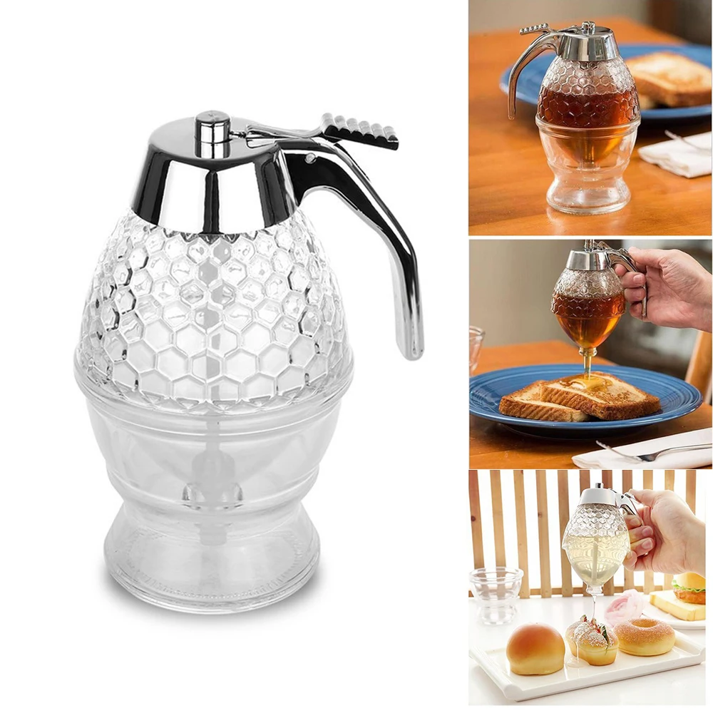 Squeeze Bottle Honey Jar Container Bee Drip Dispenser Kettle Storage Pot Stand Holder Transparent Juice Syrup Cup Kitchen Tool