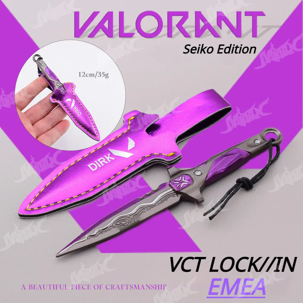 VALORANT Weapon 12cm VCT LOCK//IN EMEA Alloy Keychain Model Game Tactical Military Knife Uncut Sword Balisong Samurai Kids Toys valorant melee toy knife 12cm reaver ep 5 karambit keychain uncut cosplay bali song weapon military tactical samurai knive kids