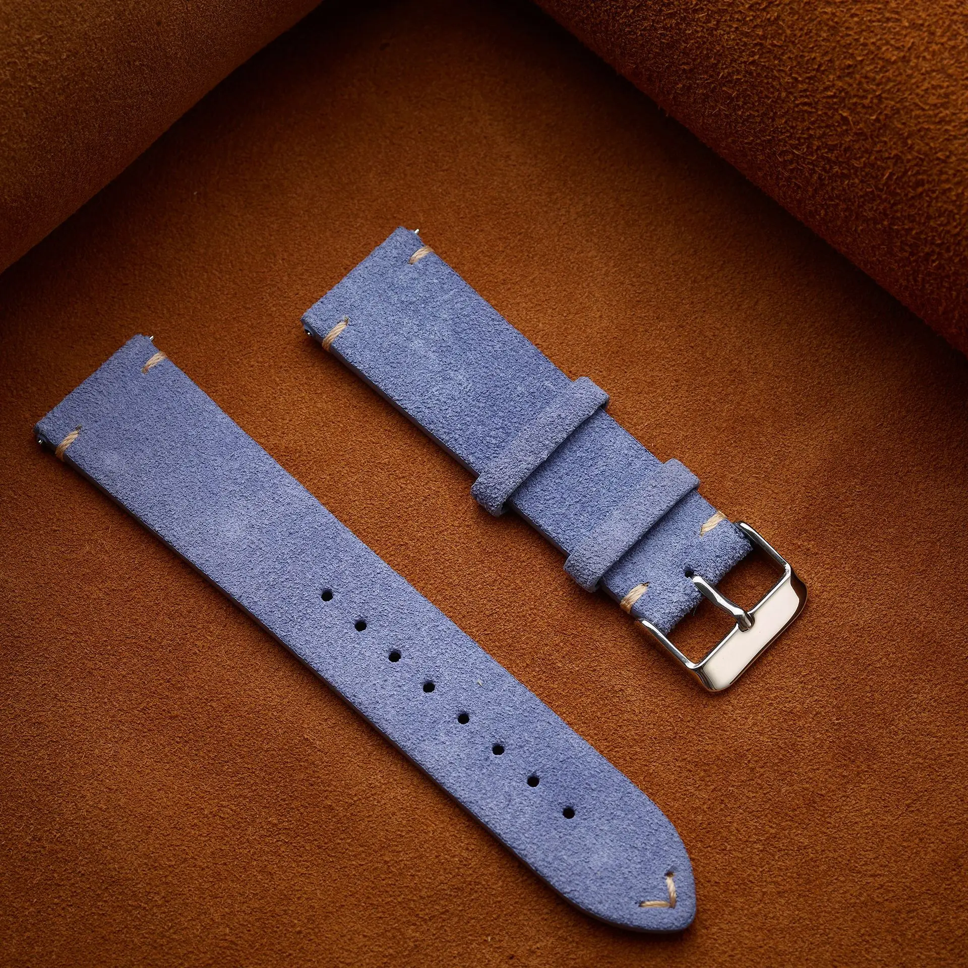 Vintage Handmade Suede Leather Quick Release Watch Strap