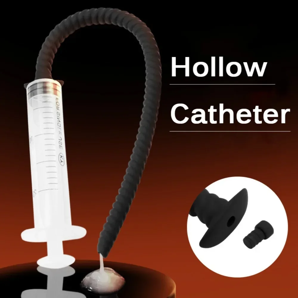 Long Silicone Hollow Urethral Sound Catheter Dilator Syringe Adult Sex Toys Men Gay Penis Plug Insert Urethra Catheter urethral dilator silicone urethral dilator