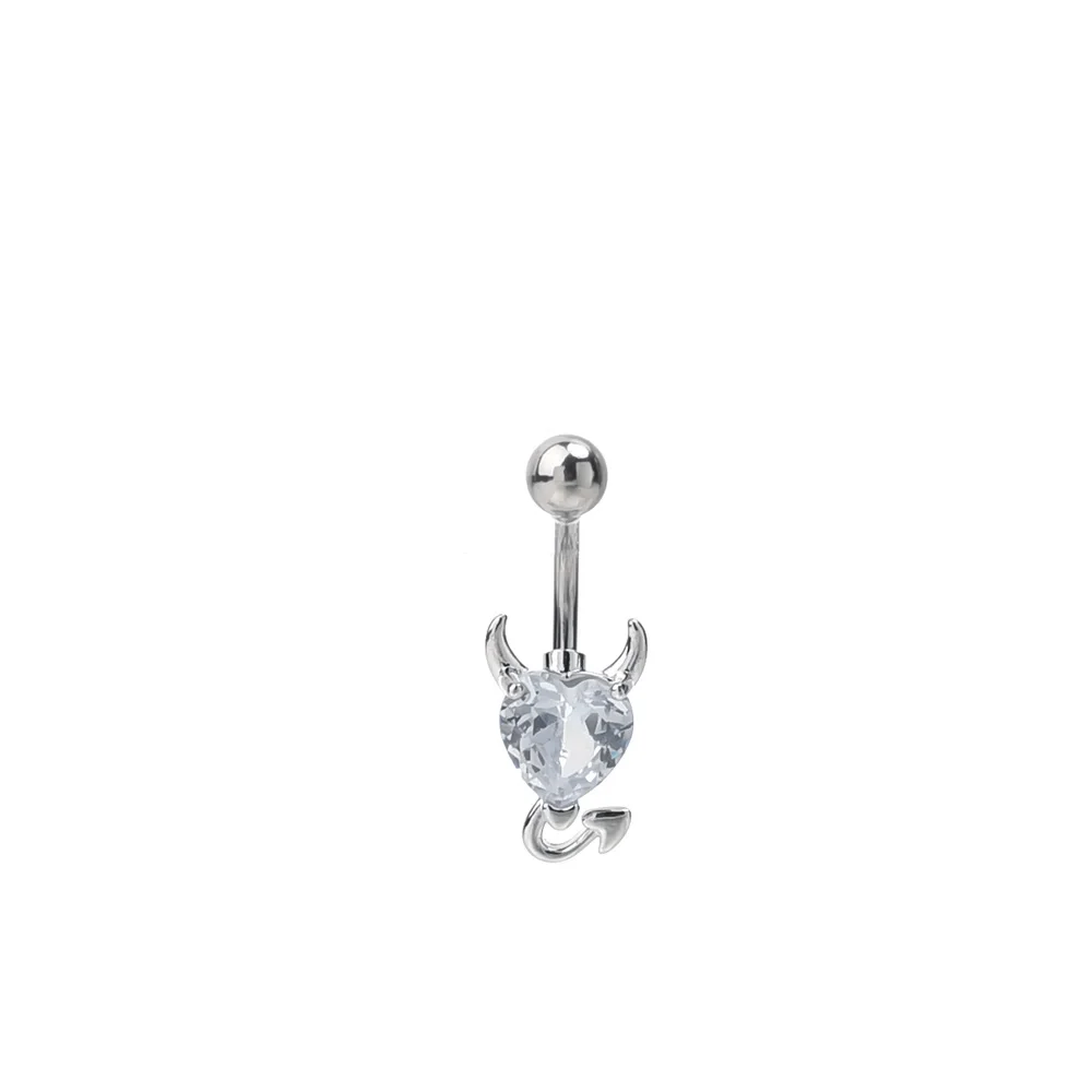Piercing Nombril Acier Chirurgical 316L - Lot De 4 Barres 8mm 14G Avec Pendentif Cœur - Argenté