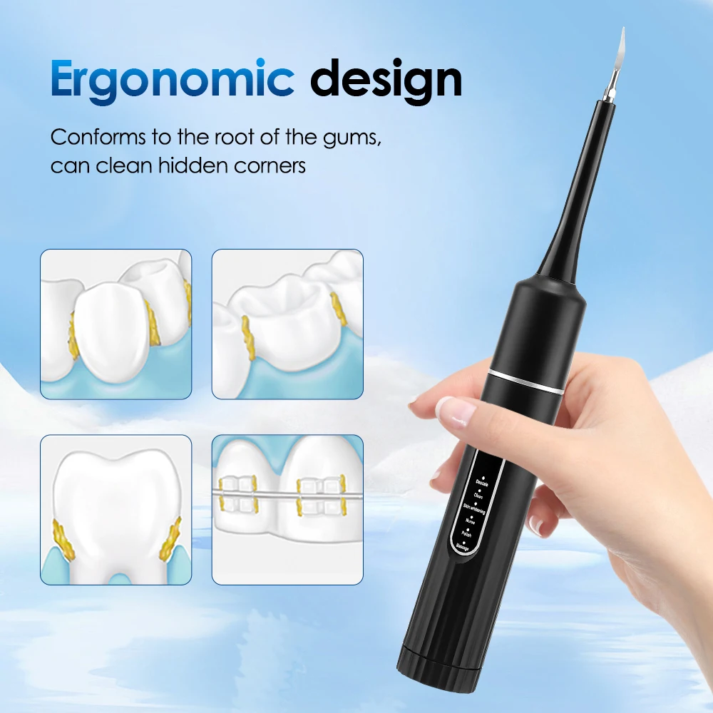 Electric Teeth Cleaner Portable Household Toothbrush Tartar Stains Remover Cleaning Teeth Whitening Timer Protection