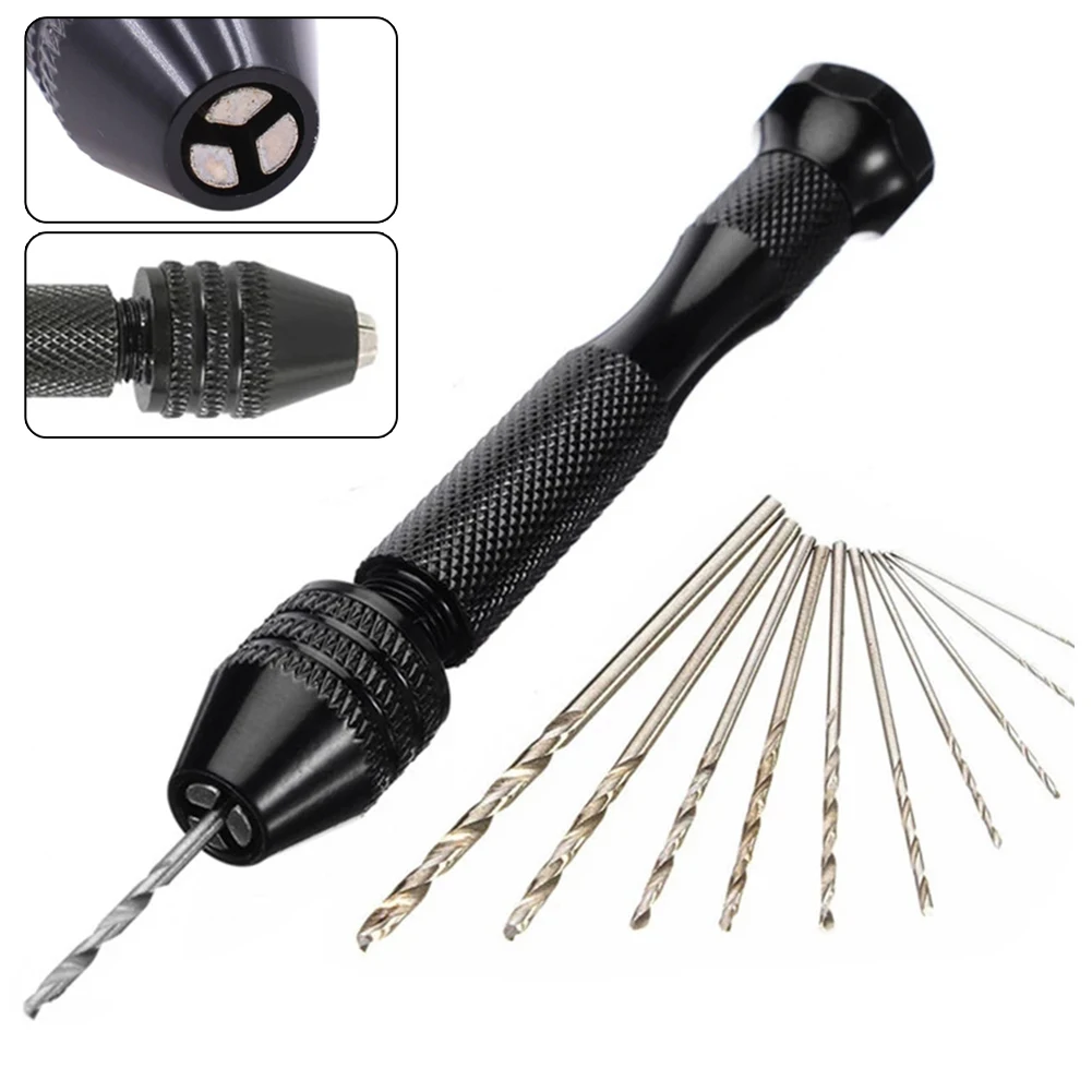 

1PC Rotary Tool Mini Manual TwistDrill Bit Aluminum Alloy 0.3-3.4mm Hand Drill Workshop Equipment Power Tools Drill Bits