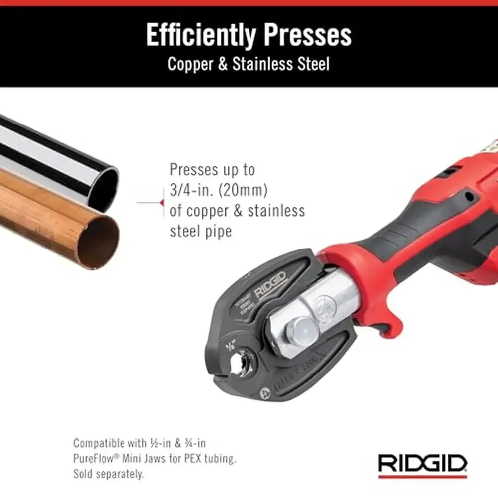 72553 Model RP 115 Compact Hydraulic Press Tool Kit with SlimGrip Handle and ProPress Jaws Lightweight Swivel Head One-Handed 5