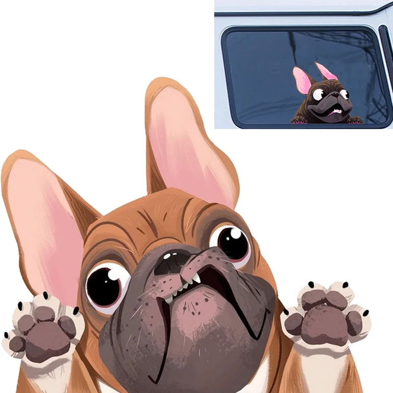 

Bulldog Car Sticker Waterproof Cartoon Decals Auto Rear Windscreen Door Decoration Vinyl Decal Funny Animal Pet Stickers 12*14cm