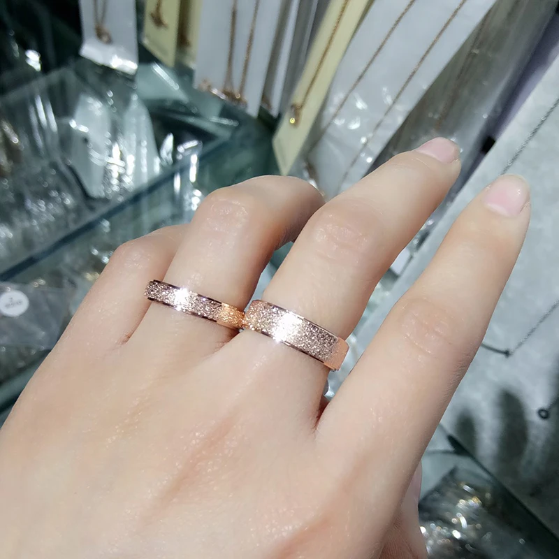 Frosted Ring for Women Men 2mm/4mm/6mm Wide Gold Silver Color 316L Stainless Steel Elegant Finger Jewelry Not Fade (R026) 6
