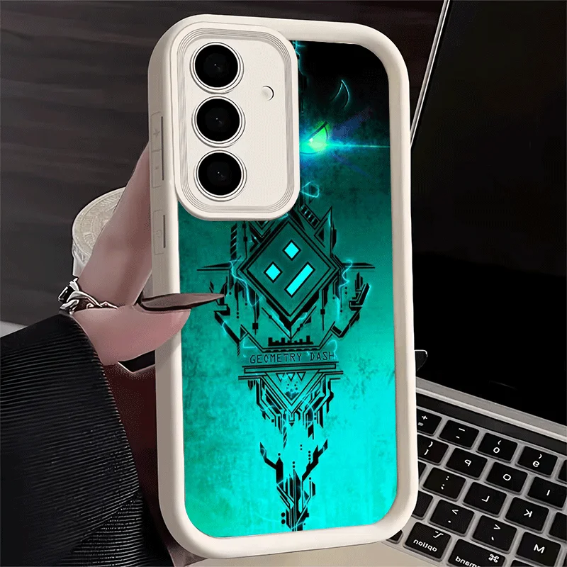 Colorful Geometry Dash Game Design Soft Phone Case