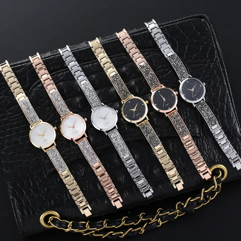 Hot Sale Women Quartz Wristwatches Sparkling Bracelet Strap Watches Fashion and Temperament Starry Sky Dial Wristwatch Wholesale 6