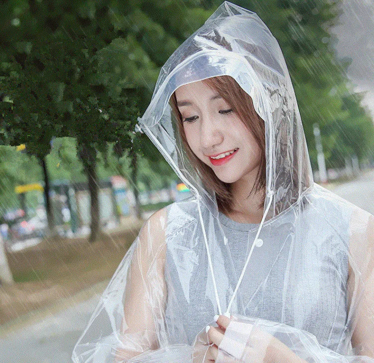 Regenponcho Regenjacke Pvc Damen Transparent Lange Regenmantel