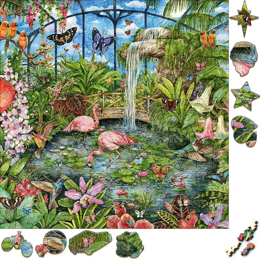 Creative Wooden Puzzles Birds Flowers Butterflies Irregular Shape Puzzle Board Set Decompression Puzzle Toys for Adults Family reminder board wooden calendar board family birthday board wooden family birthday reminder calendar board family calendar