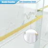 56-60” x 76” Frameless Shower Door, 5/16"Clear SGCC Tempered Glass, Bathroom Dual Sliding Shower Doors, Brushed Gold Shower Door 6