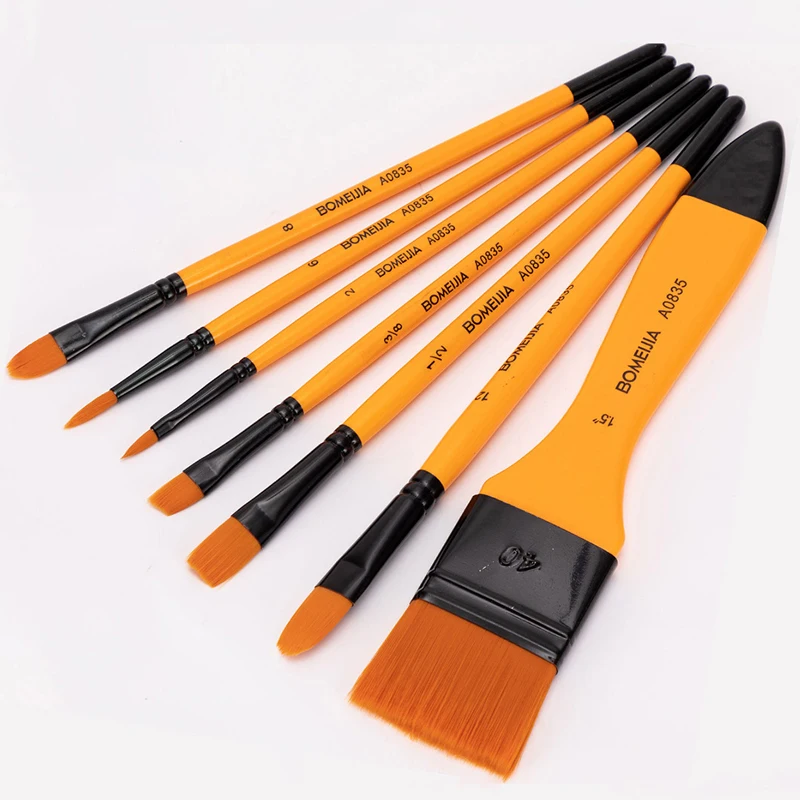 

7pcs watercolor brushes set wooden penholder nylon brush