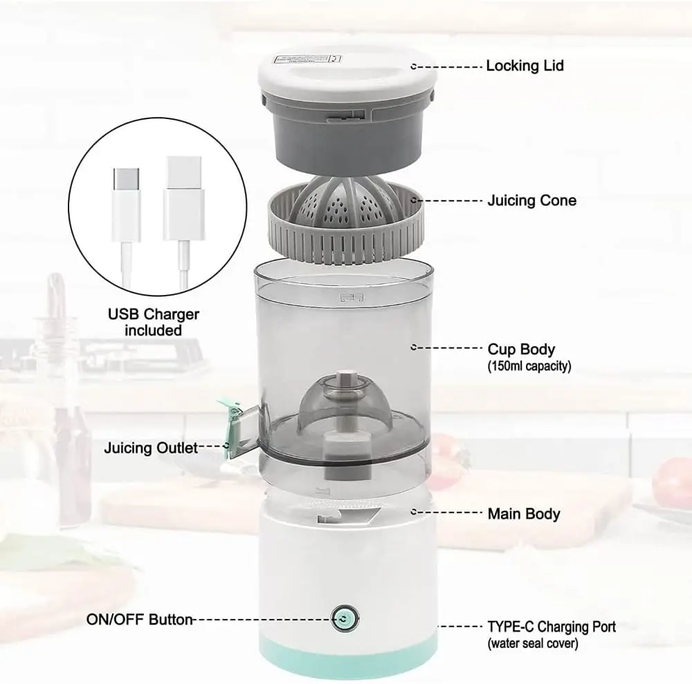 Portable Electric Juicer Orange Juice Squeezer Citrus Lemon Fruit Blender Machines USB Charging Automatic Fresh Squeezing Mixer 4