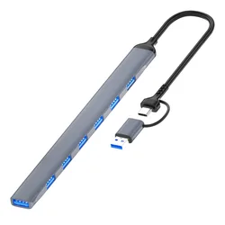 Aluminum Alloy 7 - Port USB Hub with 3.0 Multi - Splitter Adapter (USB - Type C)