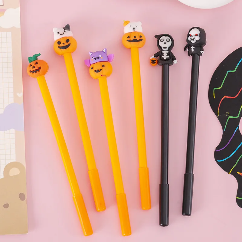 6 Pieces Stationery Cute Cartoon Halloween Pumpkin Cushaw Gel Pen Creative 3