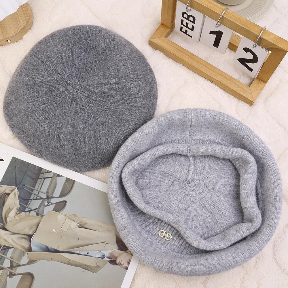 Women's Beret Hat Elegant Autumn Winter Warm Painter Style_voghion.com
