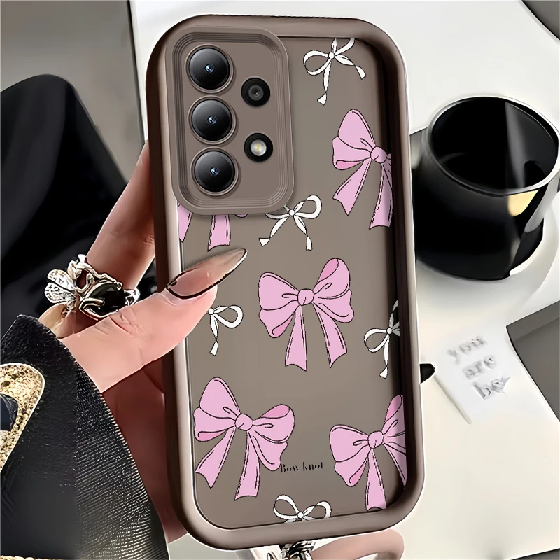 Chic Pink Bow Silicone Phone Case - Cute Korea-Inspired Anti-Drop Cover