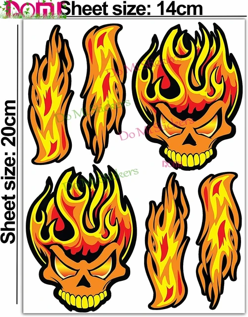 Race Car Flames - 2 inch Each Vinyl Stickers - for Car Laptop I-Pad Phone Helmet Hard Hat - Waterproof Decals, Size: 2 Each