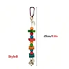 1 pc Random Color Wood Beads Hanging Bird Bite Skewers Toys Interactive Chew Teeth Toys with Bell for Pet Parrot Cage Decoration 4