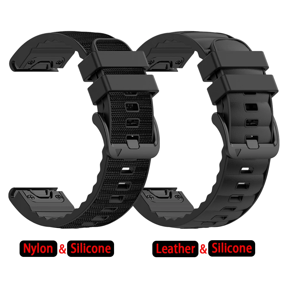 Premium Hybrid Leather-Silicone Watch Strap with QuickFit Design (26mm/22mm)
