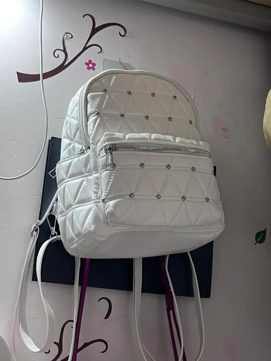 JIAERDI Large Capacity White Backpack  For Women 2025 New Diamond Chic Leather Backpacks Female Vintage Casual Mochila Aesthetic