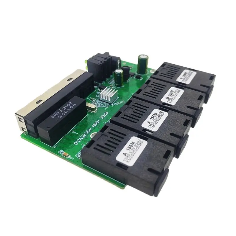 AB97-100M 역방향 POE 고속 이더넷 광섬유 스위치 4F4E 출력 12V 광 미디어 컨버터 이더넷 SC PCBA 플라카 메트로 보드